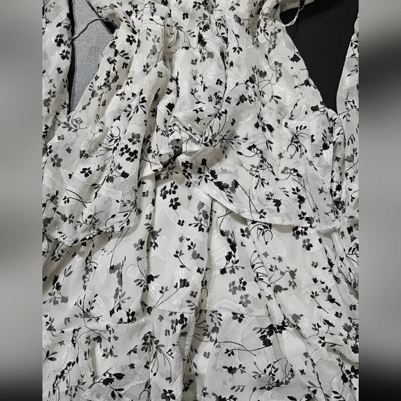 Lulu's White Floral Wrap Mini Dress with Long Bishop Sleeves - Picture 5 of 9